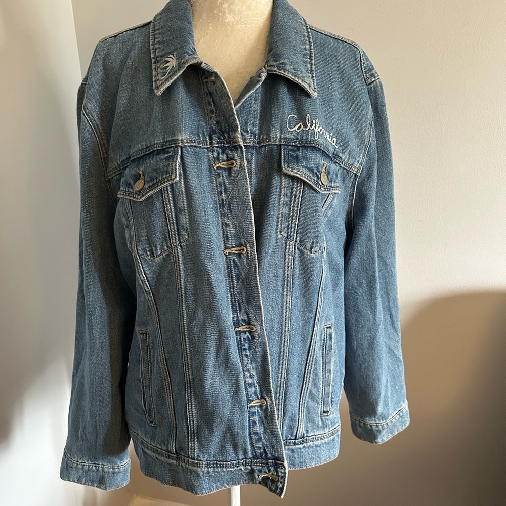 Old Navy Light Blue Embroidered Denim Jacket